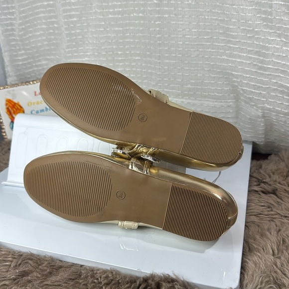 (Q7)Steve Madden Women's Burkett Gold Metallic Mary Jane Ballet Flats Sz 5.5,6.5 - Picture 7 of 15